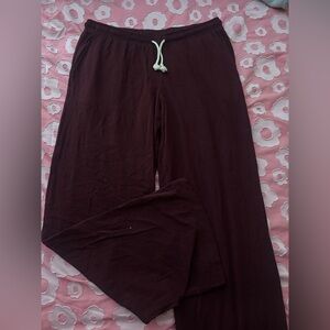 H&M Burgundy Lounge Pants with White Drawstring